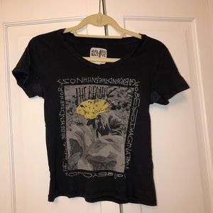 Grey, blue, black, yellow graphic tee